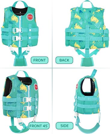 Дитячий жилет для плавання Boglia Kinder, 1-9 років, зелений динозавр