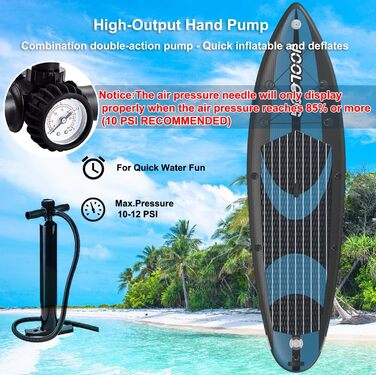 Надувний SUP-борд JOOLOOG Stand Up Paddle Board з сидінням для каяків, 320 x 81 x 15 см (Блакитний)