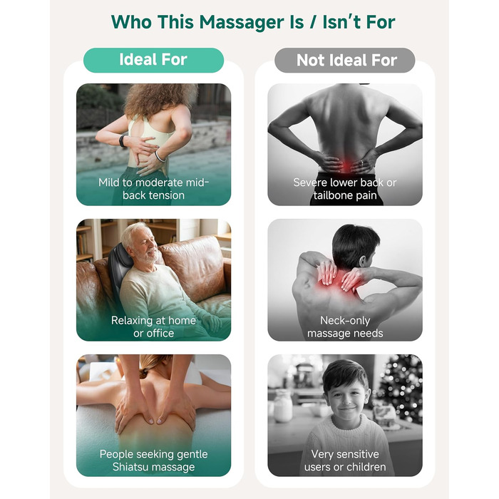 Масажне сидіння Snailax з функцією шиацу для шиї та плечей, масажер спини з підігрівом та вібрацією, крісло-масажер, подарунок для чоловіків та жінок