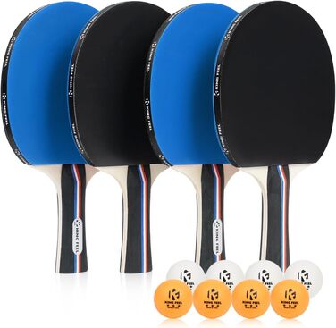 Набір для пінг-понгу: 4 ракетки преміум-класу, 8 м'ячів 3-зірки, чохол. Підходить для гри в приміщенні та на вулиці, блакитний колір