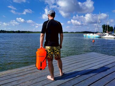 Надувна безпекова буя для плавання SAFE4SPORT RunSwimmer 3в1: водонепроникний рюкзак та гермосумка на 28л для триатлону
