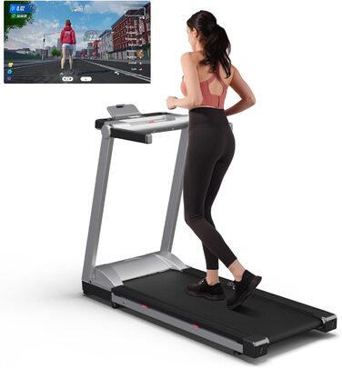 Лякуффі Raceable Walking Pad: Керування через додаток, AI-тренування, для використання під столом, до 136/159 кг, сумісний з Wearable Devices, срільно-чорний