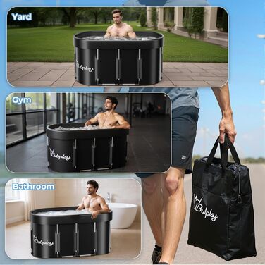 Електричне крижане ведро для занурення XL - 105 галонів (130 галонів) з кришкою для спортсменів та дорослих, чорне