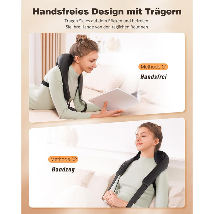 Масажер для шиї KNQZE® Shiatsu 4D з підігрівом, бездротовий, для шиї, плечей та спини, 2025 року випуску