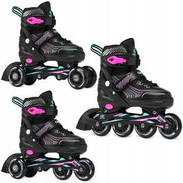 Роликові ковзани 3в1 Croxer Optima, регульовані, Mint/Pink, розмір 35-38