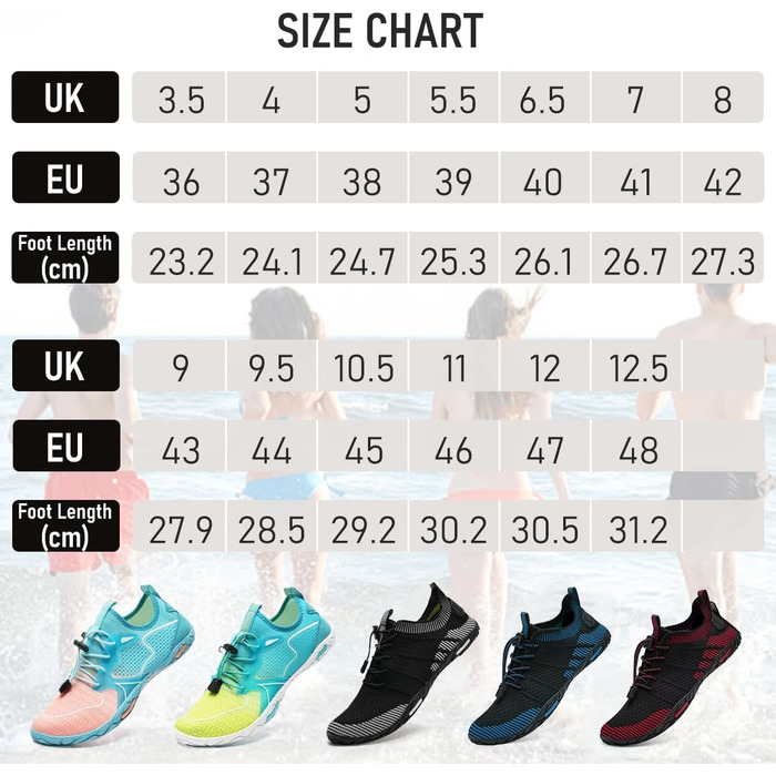 Водні черевики WateLves для чоловіків та жінок, шкарпетки для плавання, аквашузи для серфінгу, дайвінгу, фітнесу, чорний/червоний, 43 EU