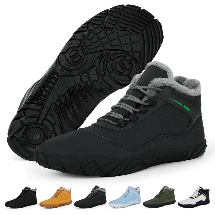Черевики для трейлраннінгу Ruyi Barfußschuhe Winter Warm - теплий зимовий варіант для жінок та чоловіків, водонепроникні, з неслизькою підошвою та широкою передньою частиною (W09 Темно-сірий, 44 EU)