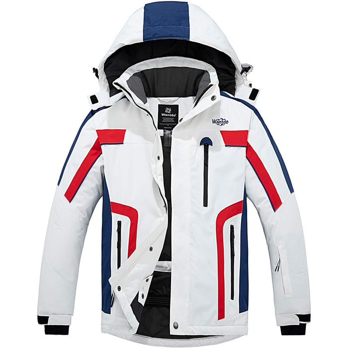 Чоловіча водонепроникна куртка Wantdo для катання на лижах, вітрозахисна спортивна куртка для активного відпочинку, тепла зимова куртка для снігу, гірська куртка, XXL, біло-червона
