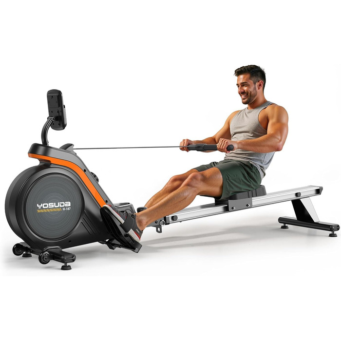 YOSUDA 03-Magnetic Pro Max: Гребний тренажер для дому, ультратихий, 16 рівнів опору, LCD-дисплей, до 160 кг, компактний, проста збірка