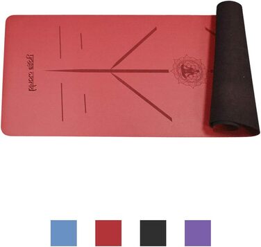 Йога-мат Yoga World Alignment, нековзкий TPE, екологічний, 183×66 см, для пілатесу та домашніх тренувань