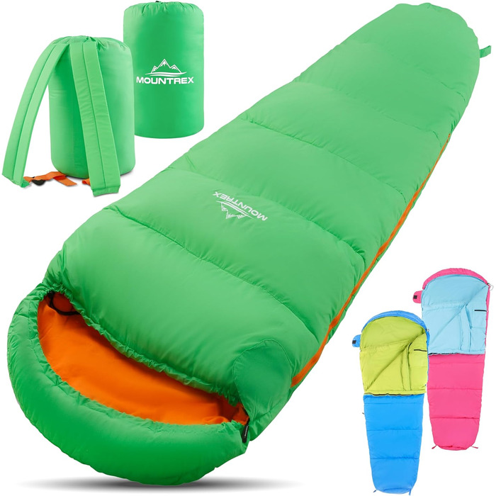Дитячий спальний мішок MOUNTREX® - 175x70x45 см, бавовна. Підходить для подорожей, кемпінгу та відпочинку на природі. Легкий та компактний, зручний як рюкзак.