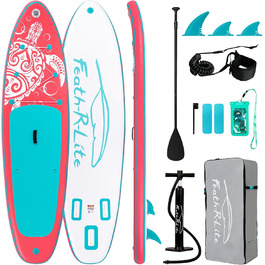 Надувний SUP Борд FEATH-R-LITE для дорослих: стабільний дизайн, комплект аксесуарів (весло, насос, сумка), рожевий колір