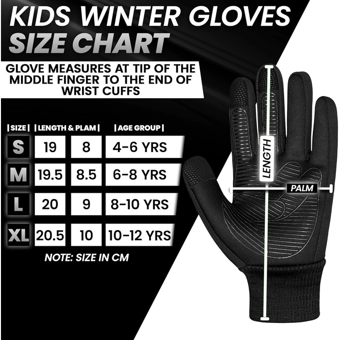 Водонепроникні дитячі рукавички для велосипеда, Touchscreen зимові рукавички для дітей 4–12 років, неслизькі та теплі, Softshell спортивні рукавички для дітей (Small [4-6 ], Райдуга)