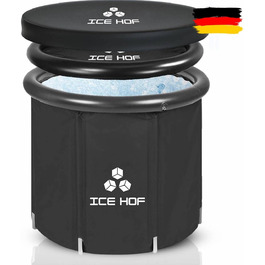 IceHof® Ванна для криотерапії XL Plus розмір Ø80x80 см з кришкою, складана надувна ванна для дому та вулиці, 5 шарів ізоляції, портативна ванна для льодяного душу, криотерапія вдома