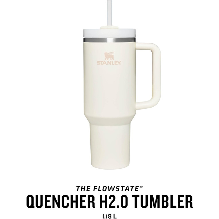Термочашка Stanley Quencher H2.0 Flowstate з трубочкою 1,2 л, термокружка з нержавіючої сталі, зберігає напої холодними до 48 годин, без BPA, підходить для посудомийки