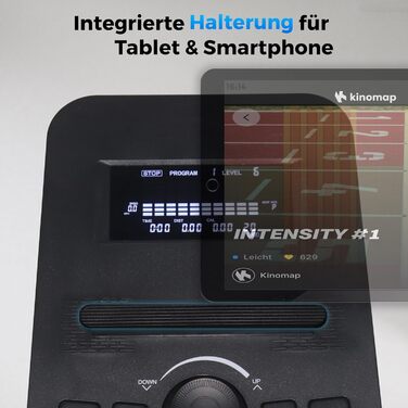 Еліптичний тренажер AsVIVA C28 Pro - 16 кг маховик, тихий ремінний привід, електричне регулювання опору, фітнес-комп'ютер, транспортні ролики