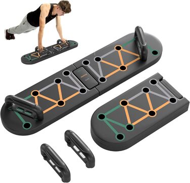 Складне тренажерне дошка Sportnow Push Up Board 11-в-1 з антиковзкими подушками для рук, плечей та грудей (чорний)