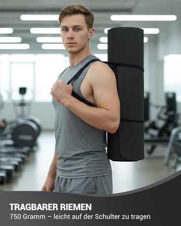 Йога мат для жінок Good Nite: неслизька поверхня, товщина 6 мм, 183x61 см, з чохлом, TPE, для йоги, пілатесу, фітнесу, чорний