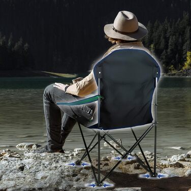 Зручний складаний стілець для кемпінгу Outtec, 130 кг, з високою спинкою, підсклянник, сумка, риболовний стілець, зелений