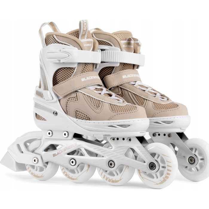 Роликові ковзани Blackwheels Flex Pro, регульовані, бежеві, розмір 34-37, колеса 80 мм, підшипники ABEC-7