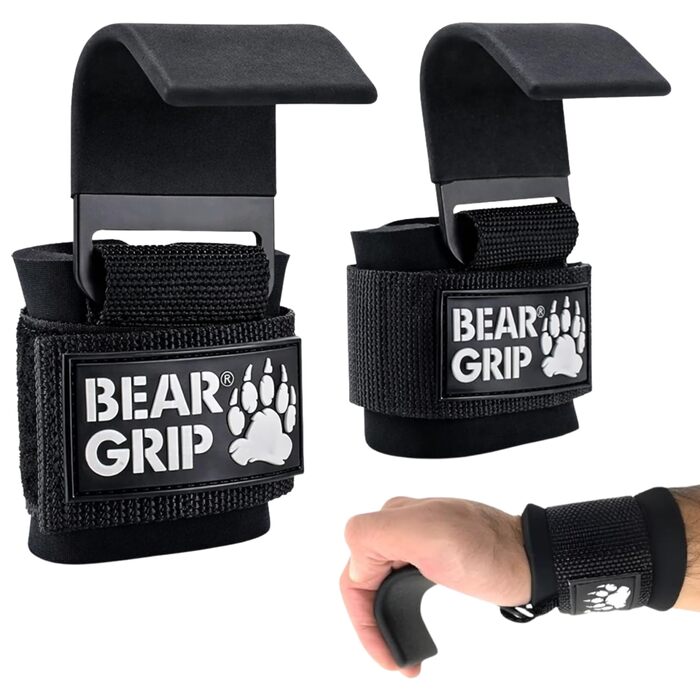 Грип-затискачі BEAR GRIP для підйому ваги з протиковзаючими гумовими ручками, чорні