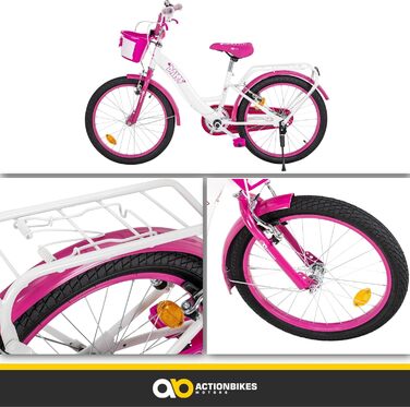 Дитяче велосипед Actionbikes Daisy | 12, 16, 20 дюймів - V-Brake гальма - захист від бруду спереду та ззаду - велосипед для дітей 2-9 років, для дівчаток та хлопчиків
