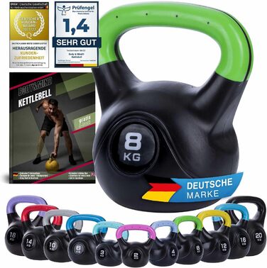 Кетлбел Body & Mind® 2-20 кг - для силових тренувань - пластикова штанга для фітнесу