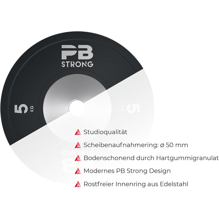 PERFORMBETTER PB Strong професійні диски для штанги, гумове покриття, вага 15 кг, отвір 50 мм, для тренувань і змагань
