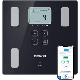 OMRON Viva – розумні ваги-аналізатор складу тіла з Bluetooth і додатком, вимірювання жирової маси, ваги, вісцерального жиру, м'язової маси, базового обміну та ІМТ; для 4 користувачів, тонометр з Bluetooth