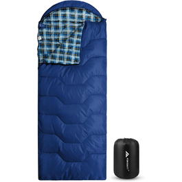 Спальний мішок Forceatt 3-4 сезони, -5°C, фланель та поліестер, для дорослих, водонепроникний, теплий, для кемпінгу, відпочинку на природі та холодних умов. 10°-Морська хвиля