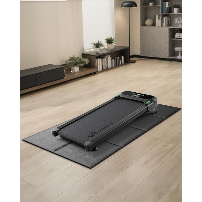 Складаний захисний килимок для бігової доріжки та тренажерів UREVO, 65 × 160 см, товщина 6 мм, протиковзний підкладник для фітнес-обладнання та йоги, чорний