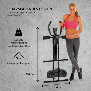 Тренажер для пресу VITALmaxx Fitmaxx 5/Abmaxx 6 з комп'ютером, фітнес-обладнання для дому, 5 рівнів складності, складаний, для початківців і досвідчених