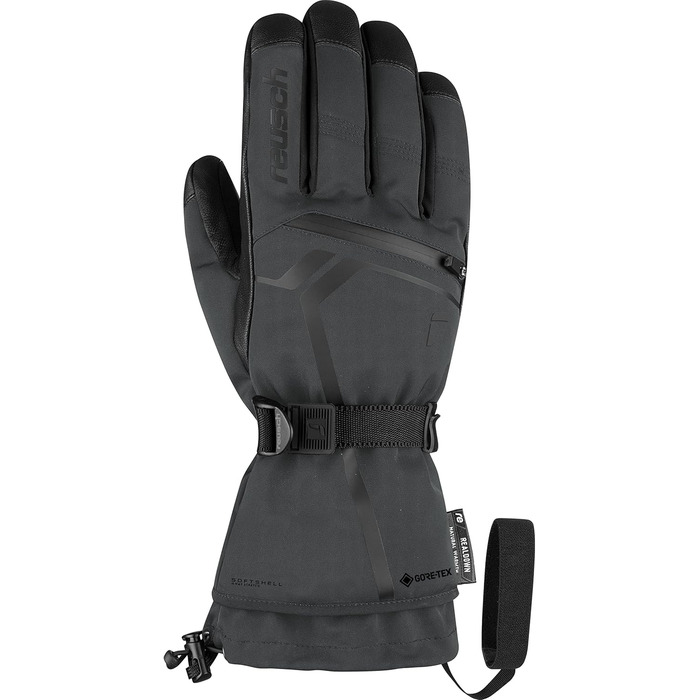 Лижні рукавички Reusch Down Spirit Gore-Tex, пухові, водонепроникні, дихаючі, дуже теплі, сірі/чорні, розмір 7