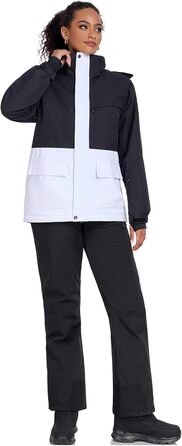 WOWULOVELY Жіночий зимовий комплект для катання на лижах, водонепроникний, вітронепроникний: куртка та штани, ізольований сноуборд, білий (M, Чорний)