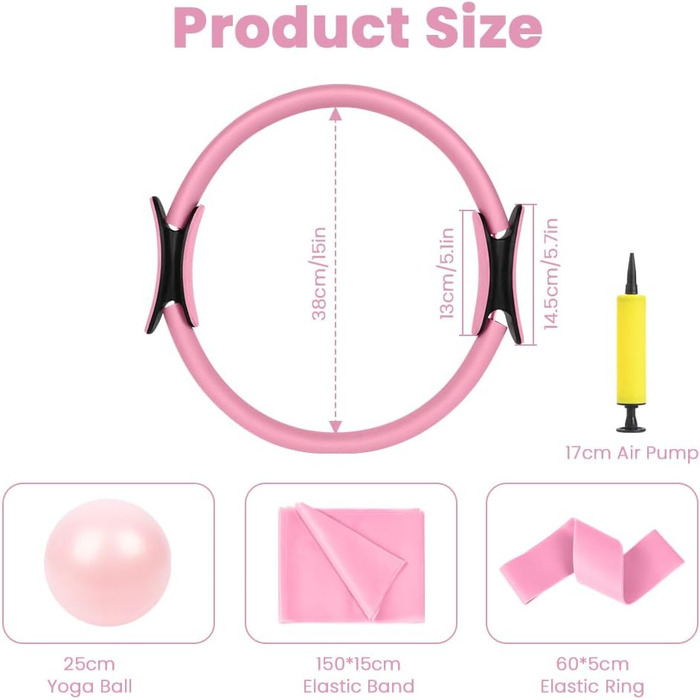 Набір для пілатесу AOOSA: кільце Magic Circle 38 см, 6 шт. (4 шт. рожевий, 2 шт. фіолетовий) для йоги, фітнесу та реабілітації