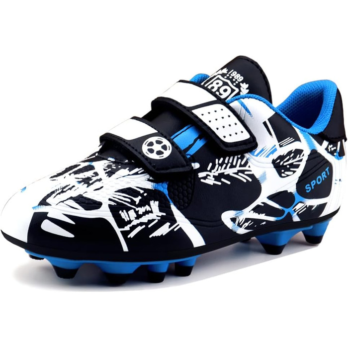 Дитячі футбольні бутси для хлопчиків та дівчаток, Outdoor, тренувальні, для штучного газону, з шипами, унісекс, розмір 28-37 EU, 36 EU, білі, сині
