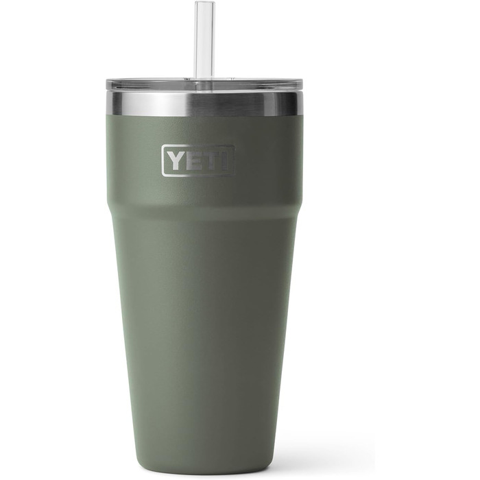 Термокружка YETI Rambler з соломкою, нержавіюча сталь, 769 мл (26 oz), колір Camp Green