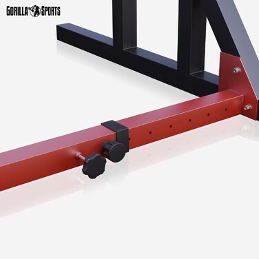 GORILLA SPORTS® Стійка для присідань із турніком, регульована висота і ширина, навантаження до 300 кг, чорна – стійка для штанги, для присідань, для жиму лежачи
