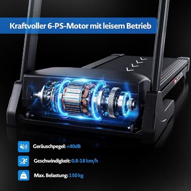 Бігова доріжка AsVIVA T20 Pro для дому: складана, швидкість до 18 км/год, нахил 20%, амортизація, макс. вага 150 кг, тренажер для кардіо та витривалості