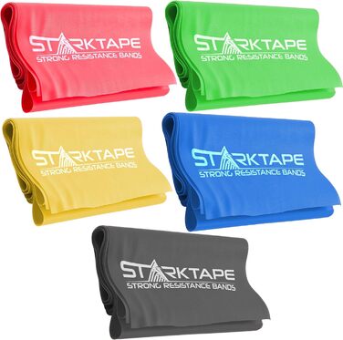 Набір еластичних фітнес-стрічок Starktape 5 шт. Без латексу для тренувань, йоги, пілатесу, реабілітації, домашнього спортзалу