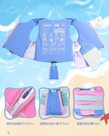 Дитяча жилетка для плавання Gogokids, рожево-блакитна, для хлопчиків 1-9 років