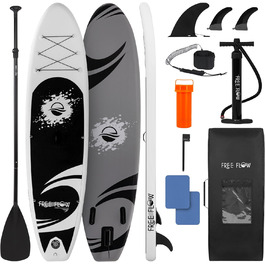 Надувний SUP СерeneLife Stand Up Paddling Board: комплект з веслом, насосом та сумкою. Touring SUP для дітей та дорослих, чорно-сірий, 155 кг.