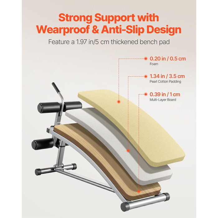 VEVOR Лавка для пресу з перевернутим хватом, регульована висота, міцна сталь, до 227 кг, для фітнесу вдома, силові тренування, розвиток м'язів всього тіла