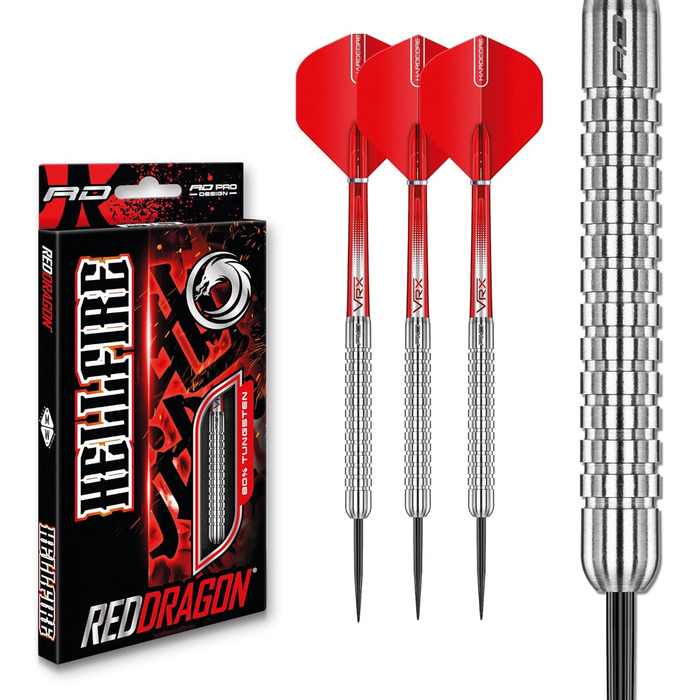 Професійний набір сталевих дартсів RED DRAGON Hell Fire A 24 г, 3 шт. з крилами і стрижнями