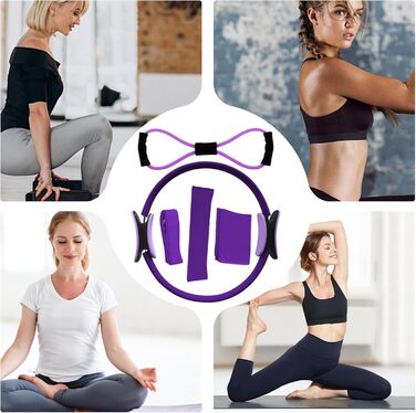 Набір кілець для пілатесу, фітнес-кільця для жінок, розвантажувальні кільця для грудей, ніг, рук та стегон, фіолетовий