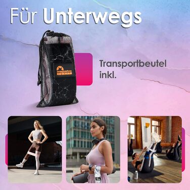 Набір еластичних смуг Majestic Sport Booty Band Set: 3 рівні, 3 дизайни, сумка для перенесення. Для фітнесу, тренувань сідниць та стегон. Кольори: мармур (білий, рожевий, чорний)