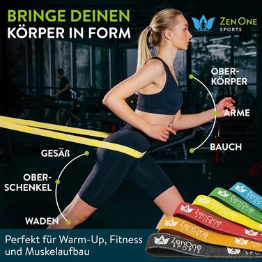 Спортивні фітнес-гумки ZenOne Sports® - стрічки опору з тканини (6 рівнів) з інструкцією для тренувань. Ідеально для силових тренувань, розминки та багато іншого. Гумка опору 3 Medium (Жовтий)
