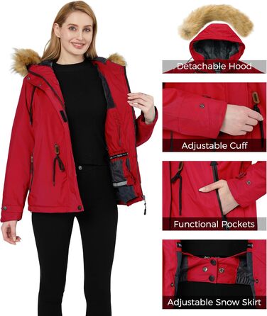 Жіноча водонепроникна куртка Wantdo для катання на лижах, сноуборді та активного відпочинку, червона