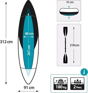 Каяк Intex Explorer K2 для двох осіб: надувний комплект з веслами та насосом