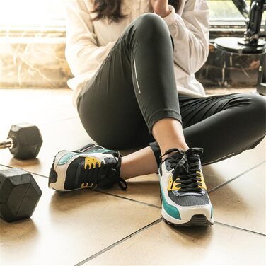 Кросівки для бігу Hitmars: чоловічі та жіночі, з шнурівкою, повітряна подушка, антиковзаючі, комфортні, легкі, для бігу по вулицях, чорно-зелені, розміри EU36-EU47